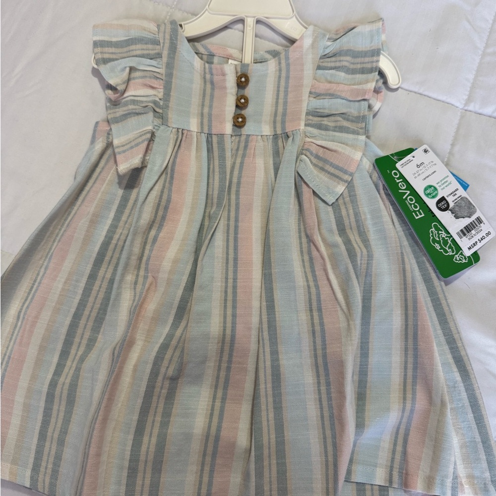 Carter's Pastel Striped Dress with Button Accents